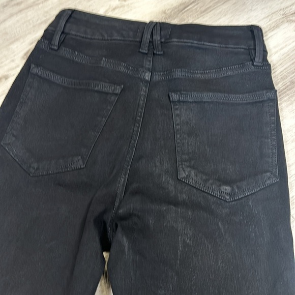 Good American Good Legs Cropped Mini Bootcut Jeans / Black Coated / GLCB001SNA - Picture 5 of 8